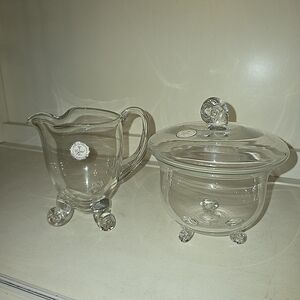 ⭐️40% Off⭐️ Vintagr Genuine Crystal Clear Sugar Bowl and Creamer Set